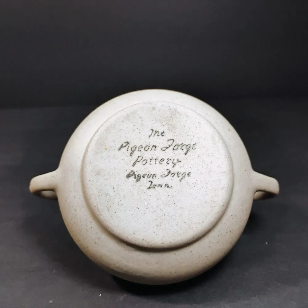 Vtg Pigeon Forge Pottery Coffee Tea Pot & Sugar Bowl Set Enamel Dogwood Flower